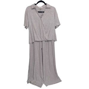 Cable & Gauge Studio Set Womens Small Top & Wide Leg Pants Linen Blend Lagenlook